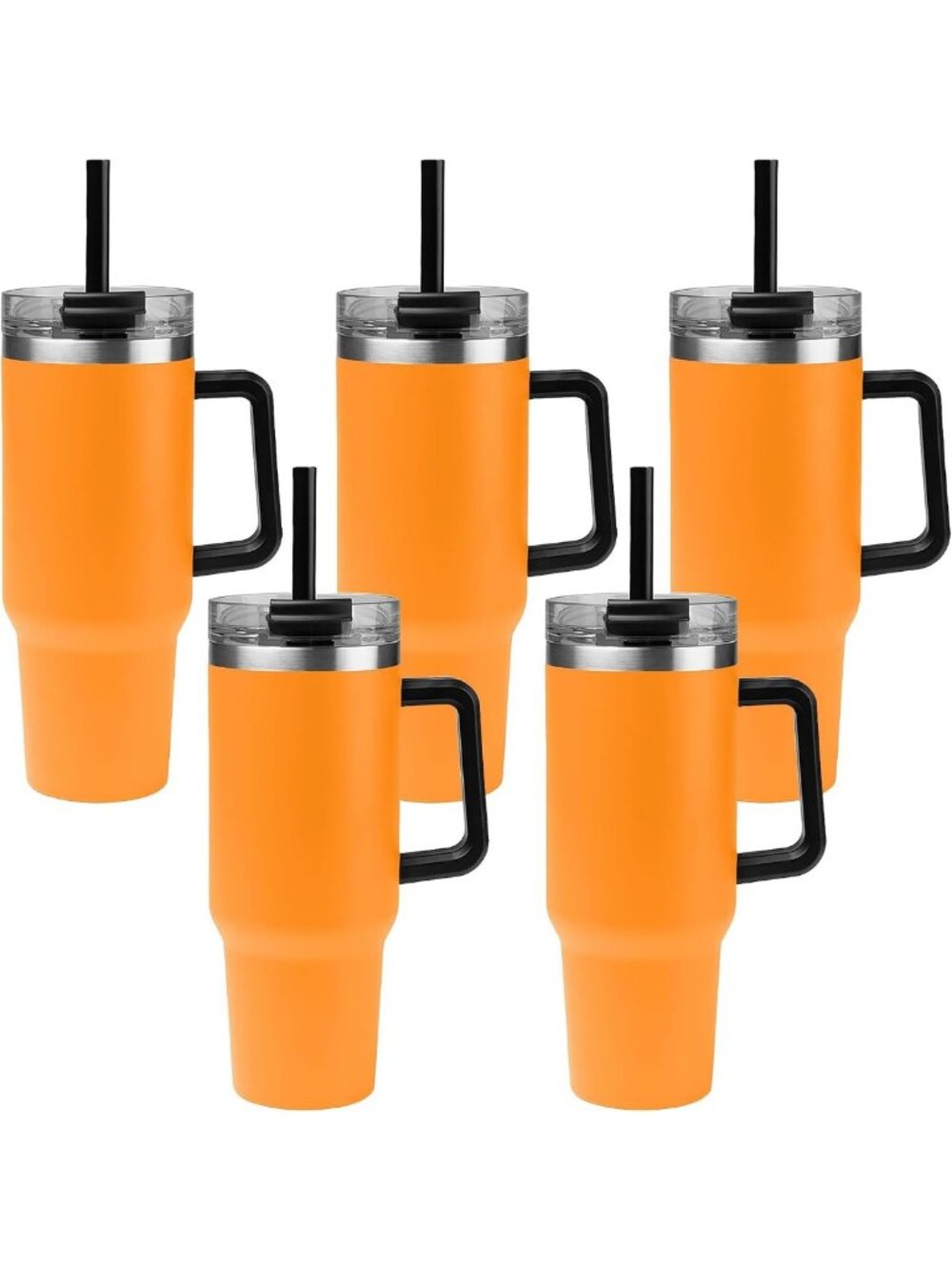 Customizable 40 Oz Insulated Stainless Steel Tumbler with Lid, Straw & Handle